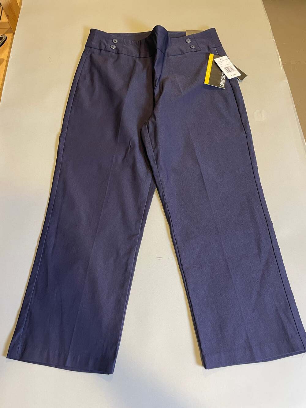 Briggs Lux Millennium Pants Womens 12 Navy Wide Leg Comfort Waist NWT